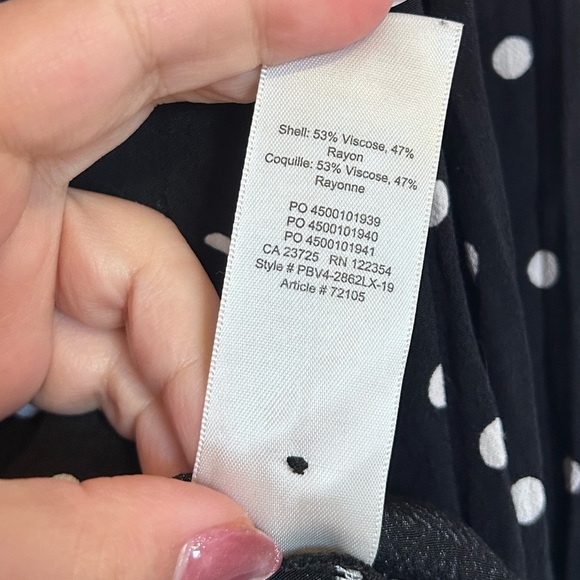 Wilfred Aritzia Peasant Black Polka Dot peplum blouse with pearl buttons size XS - Picture 7 of 9